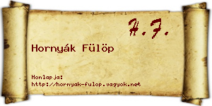 Hornyák Fülöp névjegykártya